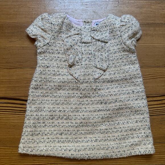Janie and Jack pink gray tweed ruffle front dress SIZE 12M - Picture 1 of 4